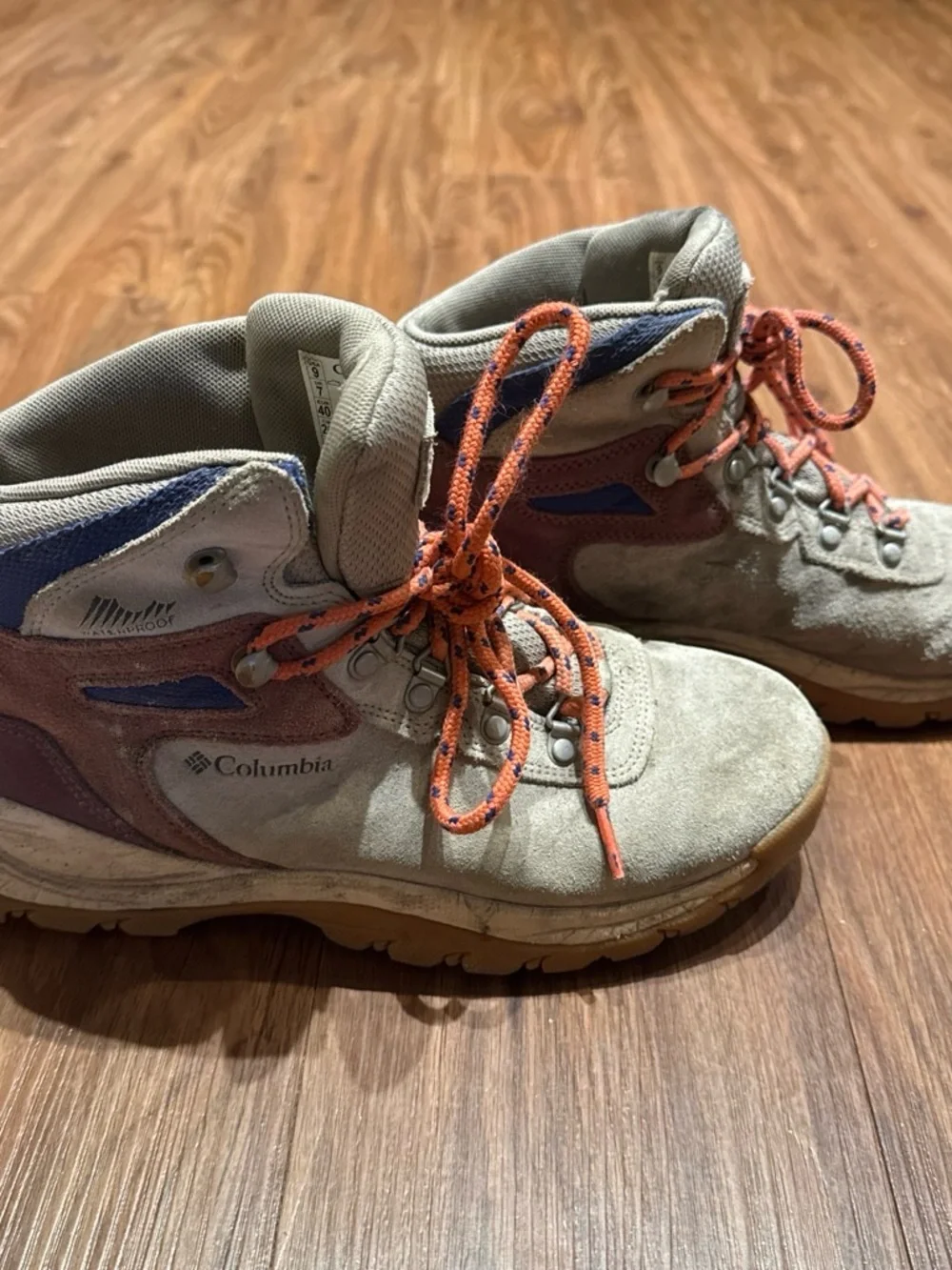 Columbia Gray and Purple Suede Hiking Boots